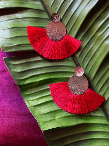 Large Red & Gold Statement Earrings